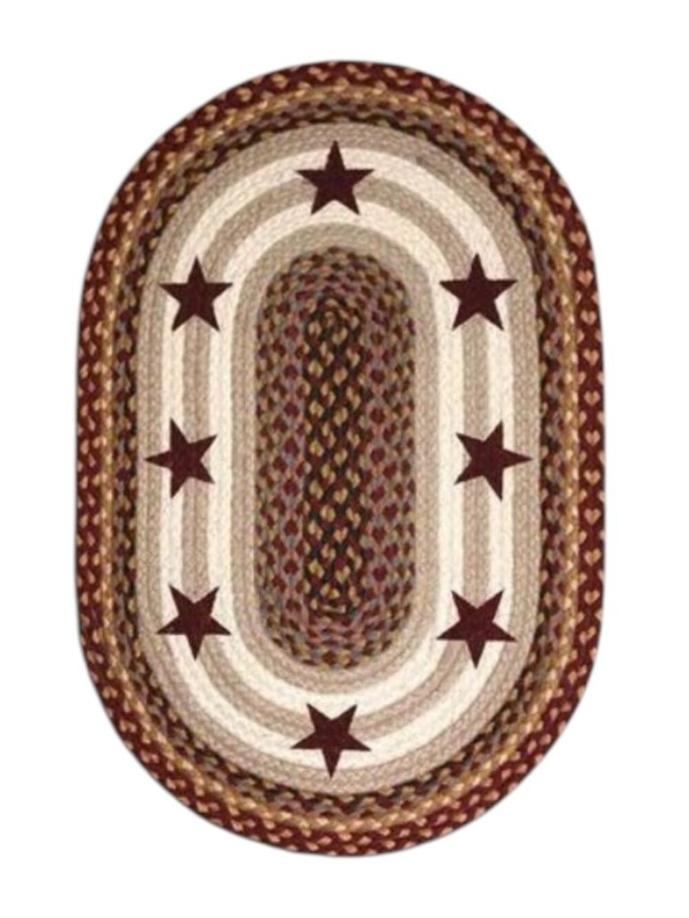Burgundy Star Braided Oval Rug 20 x 30